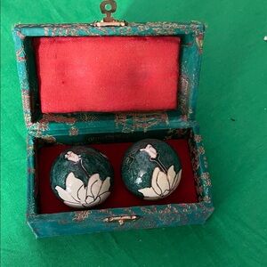 Decorative Green and Red Box with Floral Balls
